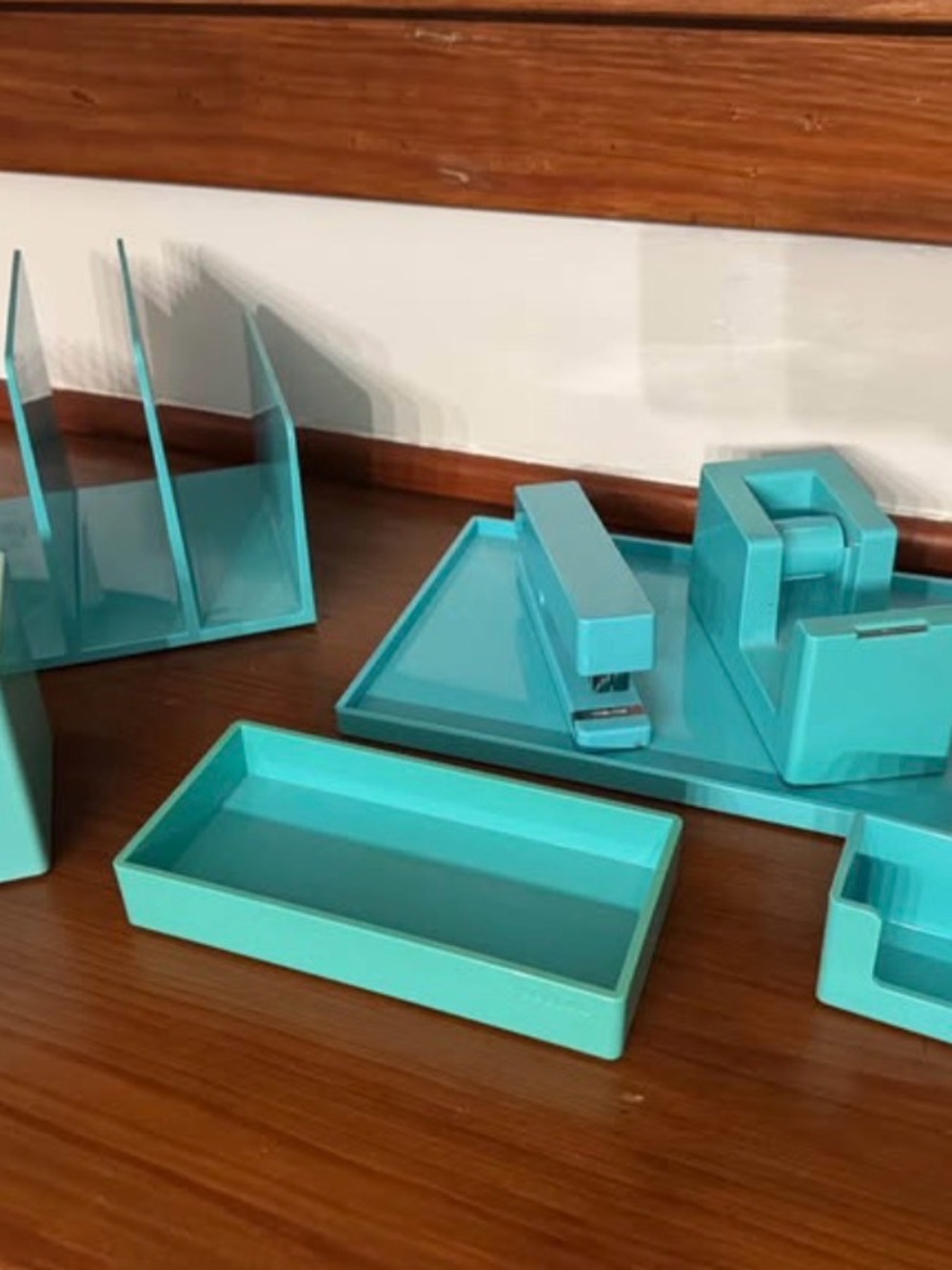 Poppin Aqua Desk Accessories, 7 piece set